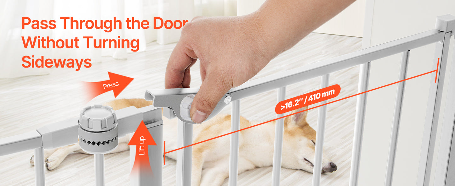 SucceBuy Baby Gate 28/30/36 Inches High Dog Gate Easy Step Walk Thru Child Pet Security Pressure Mount Kit Wall Cups Doorways