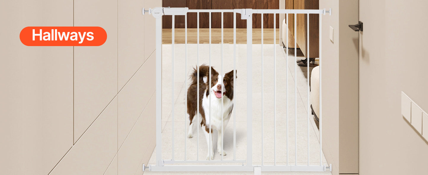 SucceBuy Baby Gate 28/30/36 Inches High Dog Gate Easy Step Walk Thru Child Pet Security Pressure Mount Kit Wall Cups Doorways