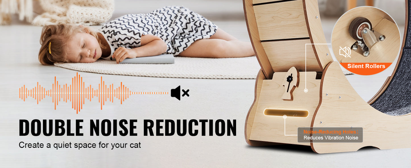 Wooden Cat Exercise Wheel With Detachable Carpet For Indoor Cats